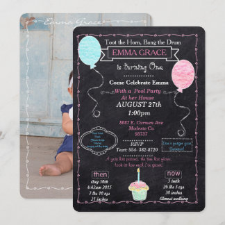 Baby Girls One year Party Invitation