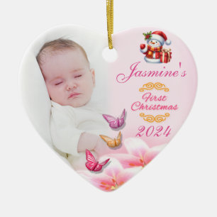 Baby Girls Photo First Christmas Decoration pink