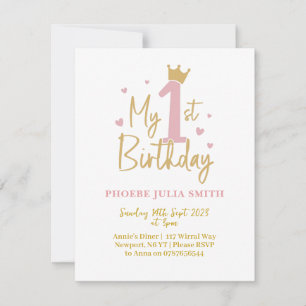 baby Girls Pink 1st birthday Invitation