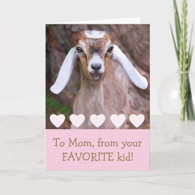 Baby Goat And Hearts Mum Birthday Card (Front)