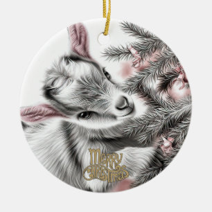 Baby Goat Christmas 5 and YOUR PHOTO Ceramic Tree Decoration