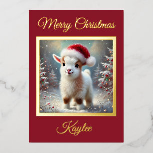 Baby Goat First Christmas Foil Holiday Card