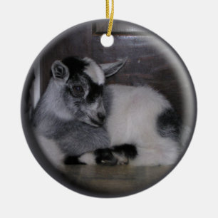 BABY GOAT GREY/WHITE CHRISTMAS ORNAMENT