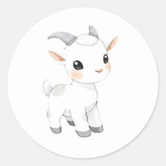 Baby Goat Kid Watercolor Art Classic Round Sticker