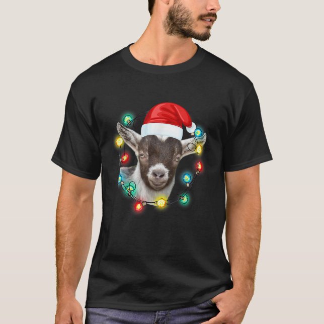 Baby Goat Pajama Santa Farm Animal Farmer Goat Chr T-Shirt (Front)
