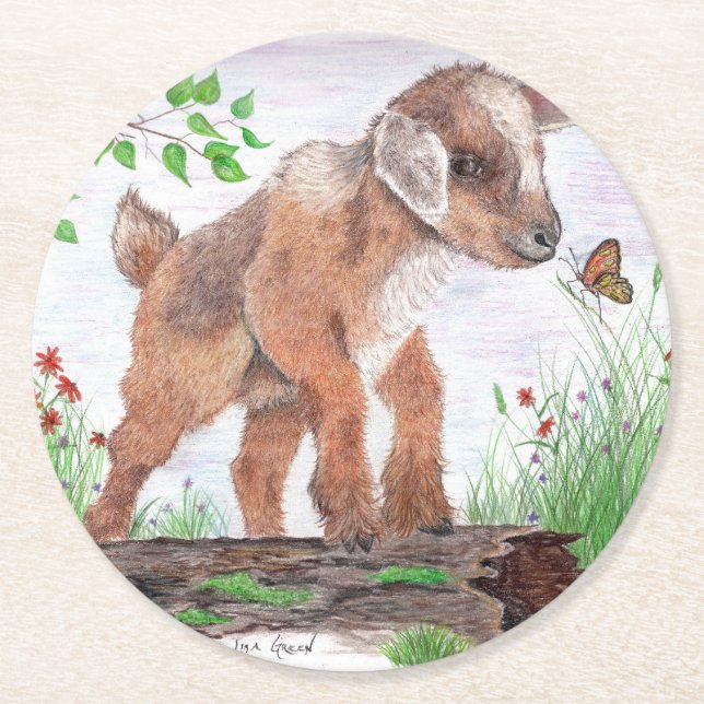 Baby Goat Paper Coaster (Front)