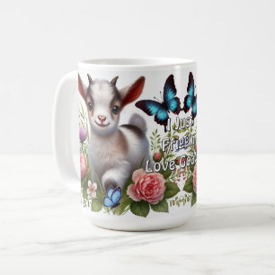 Baby Goat With Colourful Butterflies and Flowers Coffee Mug