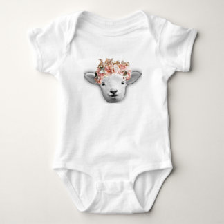 Baby goat with flower crown bodysuit