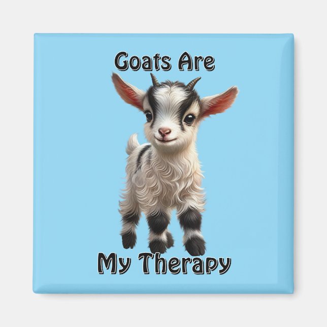 Baby Goat with Fluffy Fur and Bright Expression Magnet (Front)