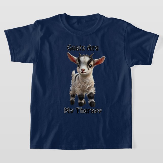 Baby Goat with Fluffy Fur and Bright Expression T-Shirt (Laydown)