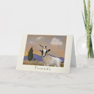 Baby goat with magpie friends card