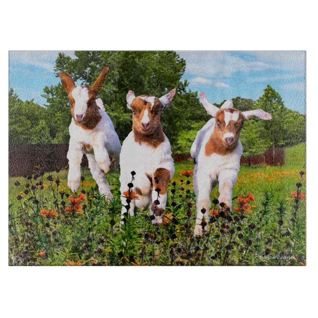"Baby Goats" 15x11 Cutting Board (Front)