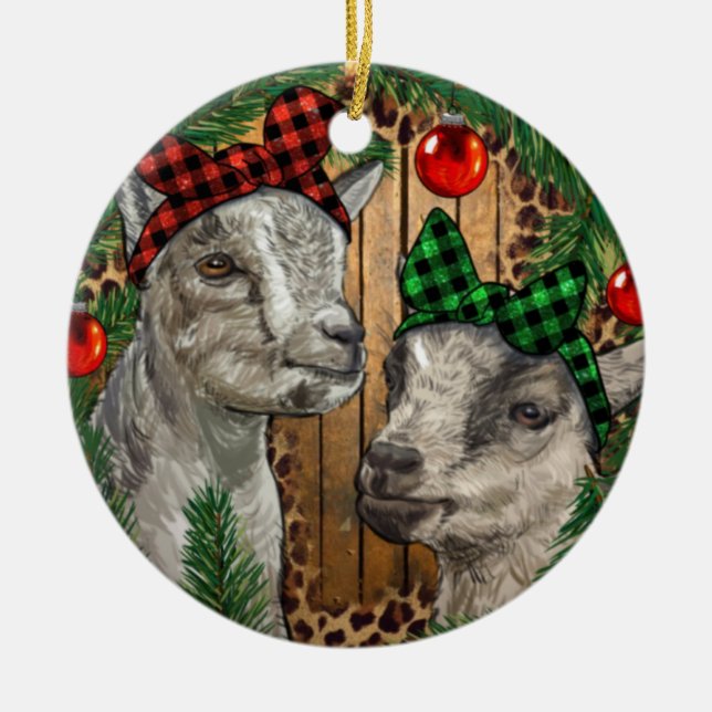 Baby Goats Christmas Ornament Png, Western Christm (Front)