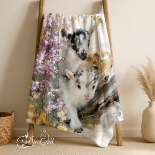 Baby Goats in Autumn Foliage 5 Fleece Blanket