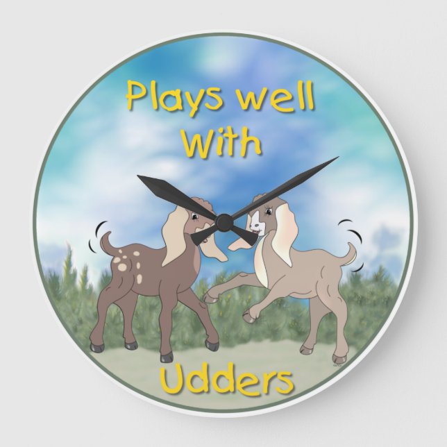 Baby Goats Plays Well with Udders Wall Clock (Front)