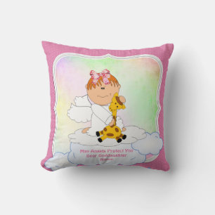 Baby Goddaughter Gift Baptism Communion Angel Pink Cushion