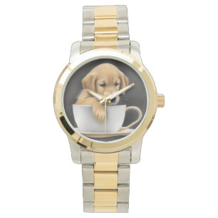 Baby Golden Retriever in a Tea Cup Graphic Watch
