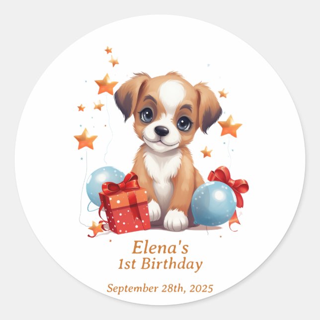 Baby Golden Star: Birthday Party Sticker (Front)