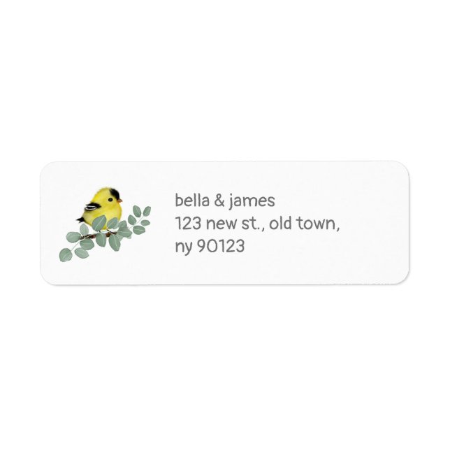 Baby Goldfinch Bird Return Address Labels (Front)