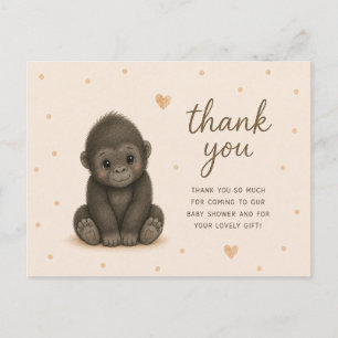 Baby Gorilla Baby Shower Thank You Postcard