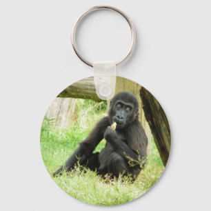 Baby Gorilla Snacking Key Ring