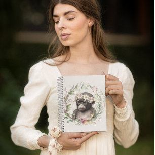 Baby Gorilla with Flower Wreath Notebook