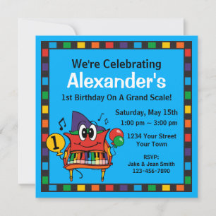 Baby Grand Piano 1st Birthday Custom Invitation