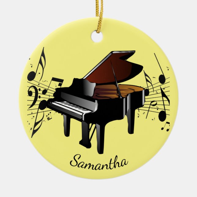 Baby Grand Piano Musical Design Ornament (Front)