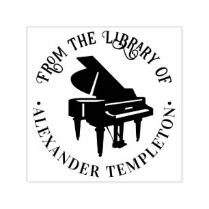 Baby Grand Piano Musical Instrument Library Book Self-inking Stamp