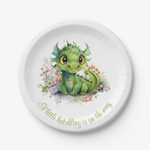 Baby Green Dragon Baby Shower  Paper Plate