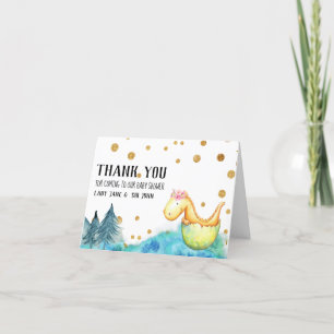 *~* Baby Green Dragon Girl  Baby Shower Thank You Card