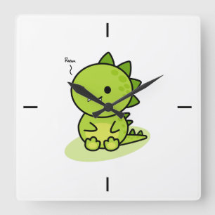 Baby green dragon square wall clock