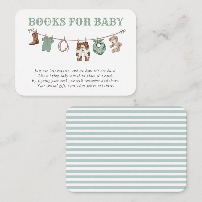 Baby Green Little Cowboy Books for Baby Enclosure Card (Front/Back)