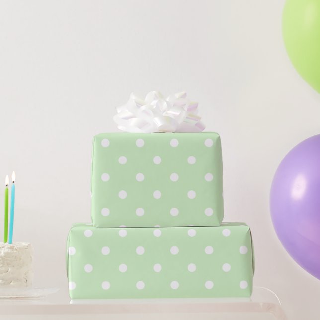 Baby Green Polka Dots Wrapping Paper (Party Gifts)