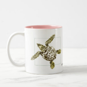 Baby Green Sea Turtle Two-Tone Coffee Mug