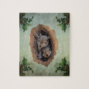 Baby Grey Squirrels Christmas Jigsaw Puzzle