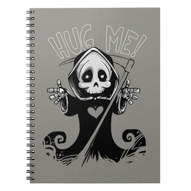 Baby Grim Reaper Hug Me Spiral Notebook (Front)