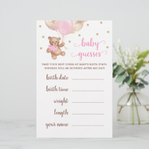 Baby Guesses Game Baby Shower Teddy Bear