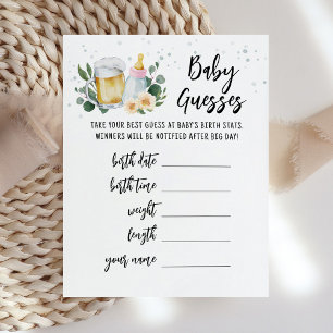 Baby Guesses Predictions Baby Is Brewing Pink Card