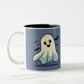 Baby Halloween Ghost, Whimsical Halloween Ghost,   Two-Tone Coffee Mug