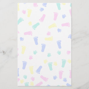 Baby Hand Prints and Foot Prints Stationery