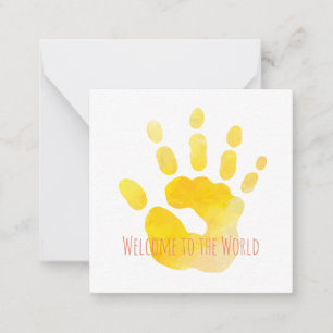 Baby Handprint Welcome to the World Watercolor Art Card