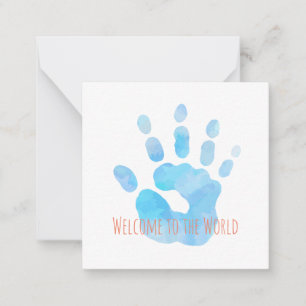 Baby Handprint Welcome to the World Watercolor Art Card