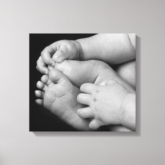 Baby Hands and Feet Black and White Canvas Print (Front)