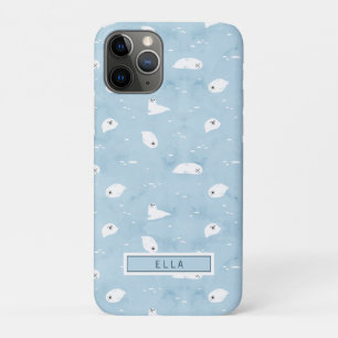 baby harbour seal patter in sage blue iPhone 11 pro case
