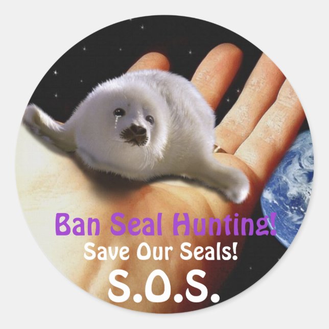 BABY HARP SEAL Anti Seal-Hunt Sticker (Front)