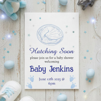 Baby Hatching dragon themed baby shower invitation