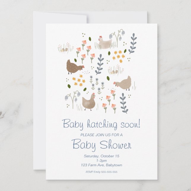 Baby Hatching Soon Chicken Baby Shower Invitation  (Front)