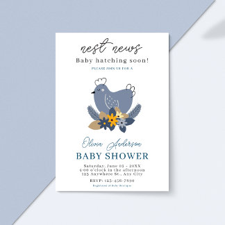 Baby Hatching soon Chicken Flowers Baby Shower Invitation