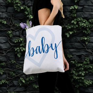 Baby Heart   Cerulean Blue Classic Flourish Script Tote Bag